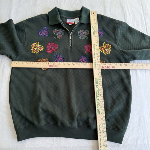 Vtg Baxter and Wells  PETITE Autumn Leaves 1/4 Zip Sweatshirt Sz PL Embroidered - Picture 5 of 9